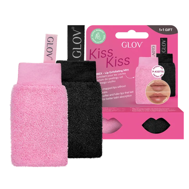 glov-kiss-kiss-set-guante-exfoliante-labial-scrubex-de-bamb-y-b-lsamo-para-labio image 1