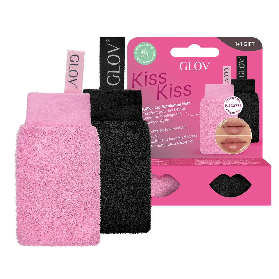 glov-kiss-kiss-set-guante-exfoliante-labial-scrubex-de-bamb-y-b-lsamo-para-labio image 1