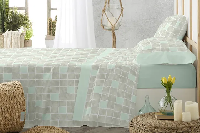 burrito-blanco-519-verde-juego-de-s-banas-estampado-gresite-para-cama-de-90-cm-b image 1