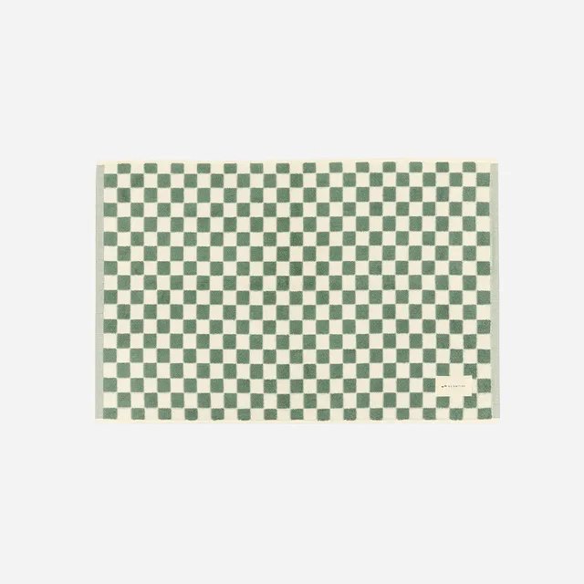 slowtide-mate-bath-mat-alfombrilla-de-ba-o-sage-1000-gsm-algod-n-patr-n-damero-a image 1