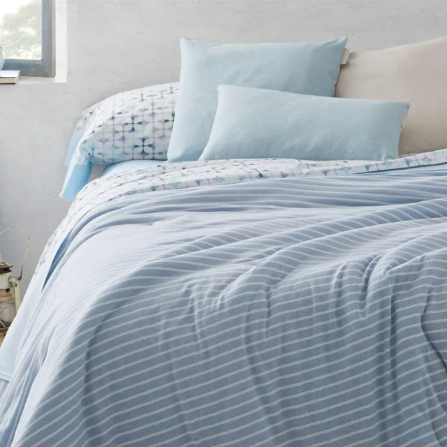burrito-blanco-252-edred-n-de-punto-jersey-juvenil-180x250-cm-rayas-azules-y-bla image 1