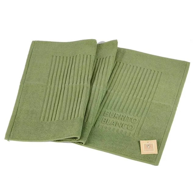burrito-blanco-alfombra-de-ba-o-verde-oscuro-50-50x80-cm-rizo-100-algod-n-750-gr image 1