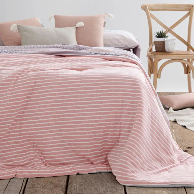 burrito-blanco-252-edred-n-de-punto-jersey-juvenil-180x250-cm-rosa-rayas-rosas-y image 1