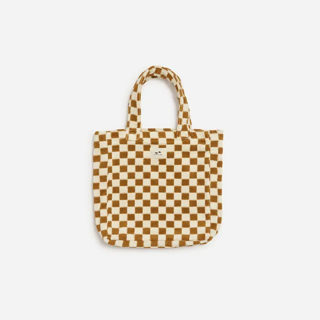 slowtide-mate-terry-tote-brush-bolso-de-rizo-plush-con-estampado-cuadros-vintage image 1