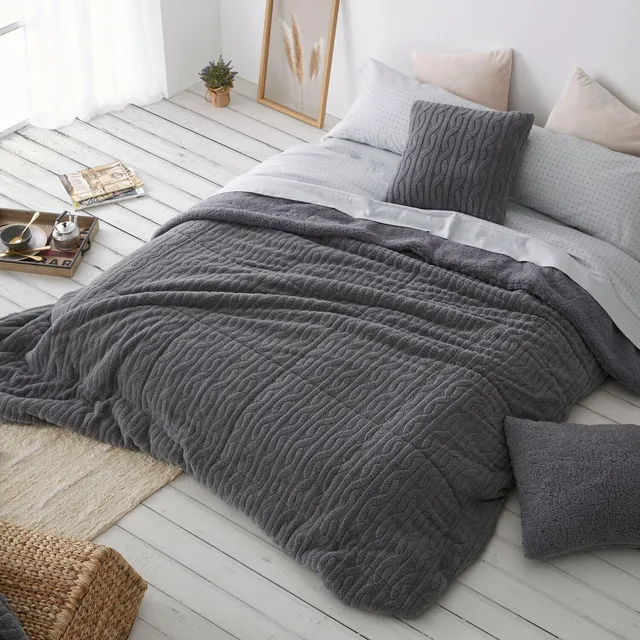 burrito-blanco-edred-n-comforter-con-borreguillo-436-gris-para-cama-de-150-cm-re image 1