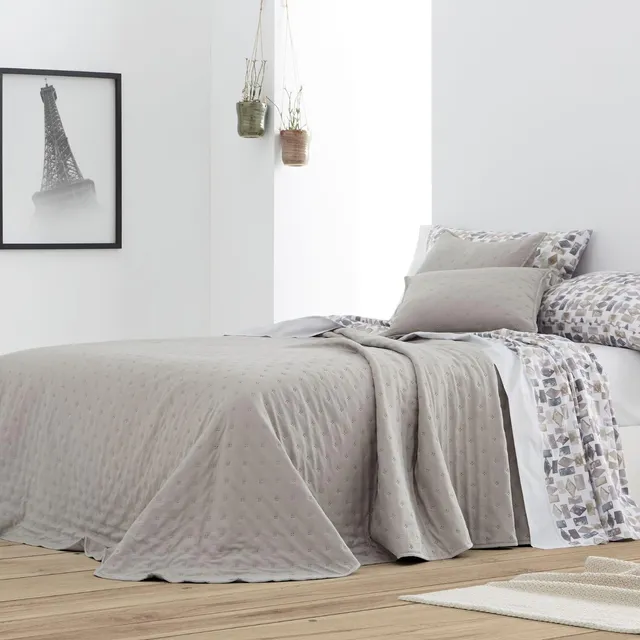 burrito-blanco-colcha-de-verano-coverlet-149-gris-cama-de-90-cm-acolchada-ligera image 1