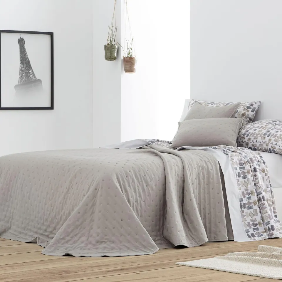 burrito-blanco-colcha-de-verano-coverlet-149-gris-cama-de-90-cm-acolchada-ligera image 1