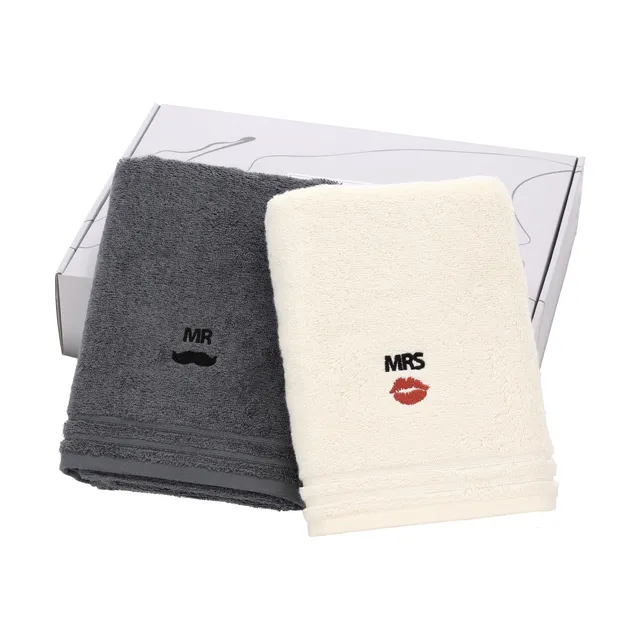 vossen-mr-mrs-set-de-regalo-toallas-bordadas-para-pareja-detalle-boda-o-aniversa image 1