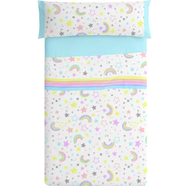 burrito-blanco-juego-de-s-banas-infantil-estrellas-y-arco-ris-cama-90-bajera-aju image 1