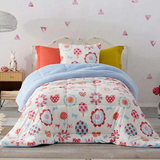 burrito-blanco-edred-n-invierno-reversible-borreguito-cama-90-rosa-relleno-210-g image 1