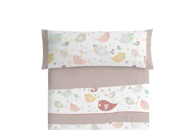 burrito-blanco-174-tierra-juego-de-s-banas-infantiles-patchwork-de-pajaritos-par image 1