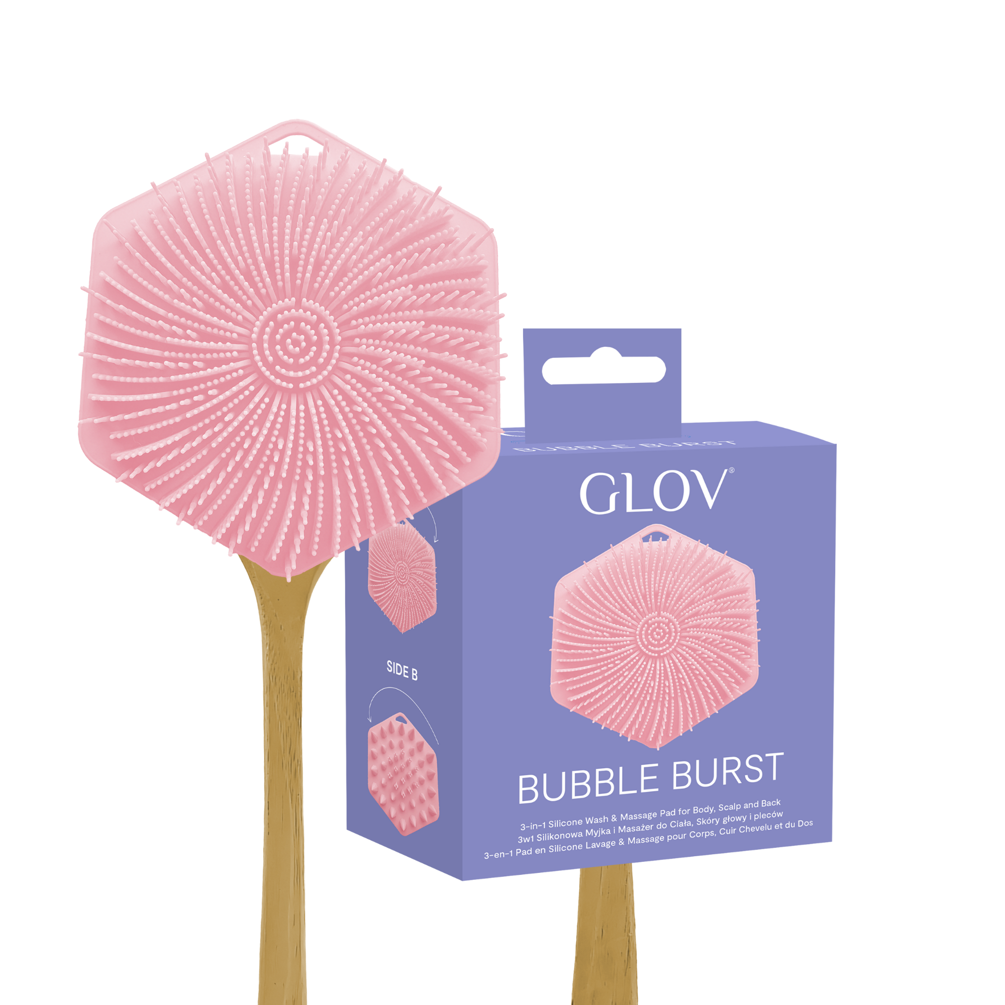 glov-bubble-burst-cepillo-y-masajeador-3-en-1-de-silicona-para-cuerpo-cuero-cabe image 1