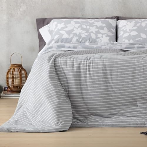 burrito-blanco-252-edred-n-de-punto-jersey-juvenil-235x250-cm-gris-rayas-azules- image 4
