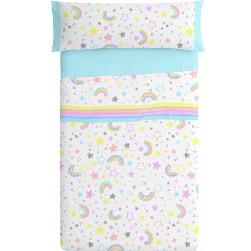 burrito-blanco-juego-de-s-banas-infantil-estrellas-y-arco-ris-cama-90-bajera-aju image 5