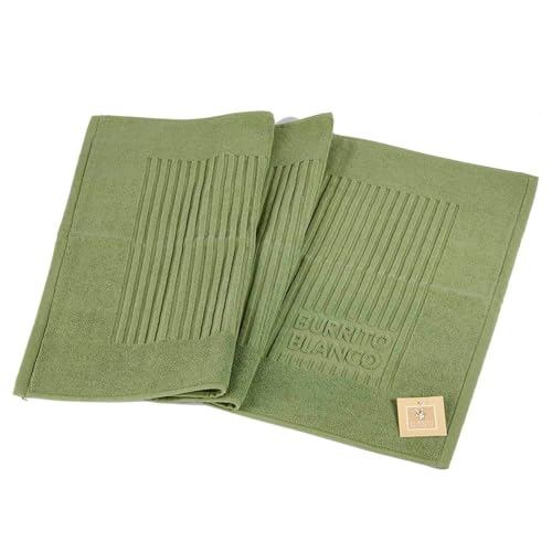 burrito-blanco-alfombra-de-ba-o-verde-oscuro-50-50x80-cm-rizo-100-algod-n-750-gr image 3