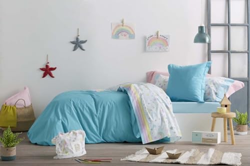 burrito-blanco-juego-de-s-banas-infantil-estrellas-y-arco-ris-cama-90-bajera-aju image 6