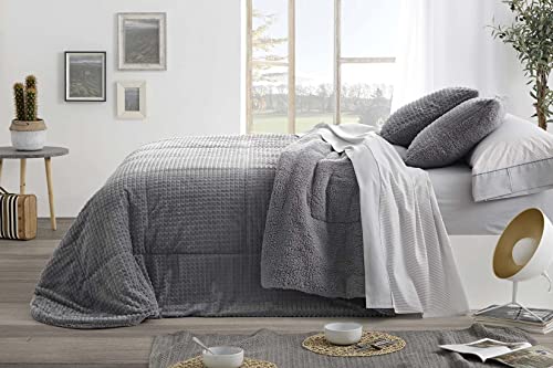 burrito-blanco-colcha-edred-n-invierno-434-gris-con-borreguillo-cama-de-135-cm-n image 3