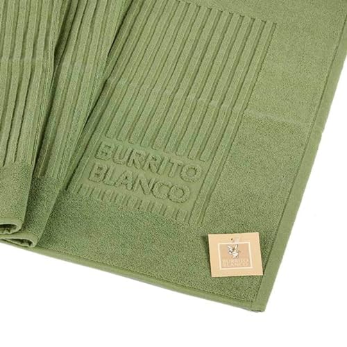 burrito-blanco-alfombra-de-ba-o-verde-oscuro-50-50x80-cm-rizo-100-algod-n-750-gr image 4