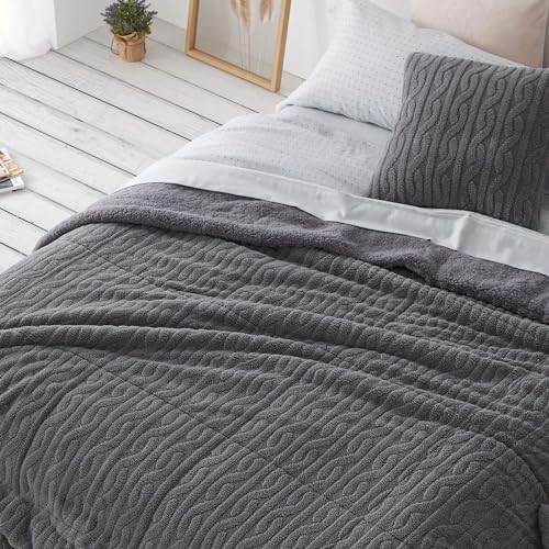 burrito-blanco-edred-n-comforter-con-borreguillo-436-gris-para-cama-de-150-cm-re image 6