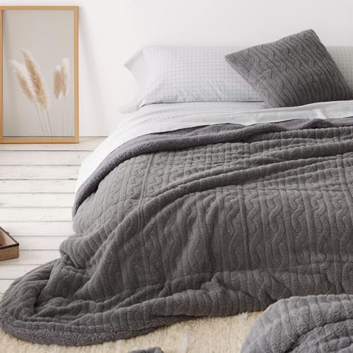 burrito-blanco-edred-n-comforter-con-borreguillo-436-gris-para-cama-de-150-cm-re image 7
