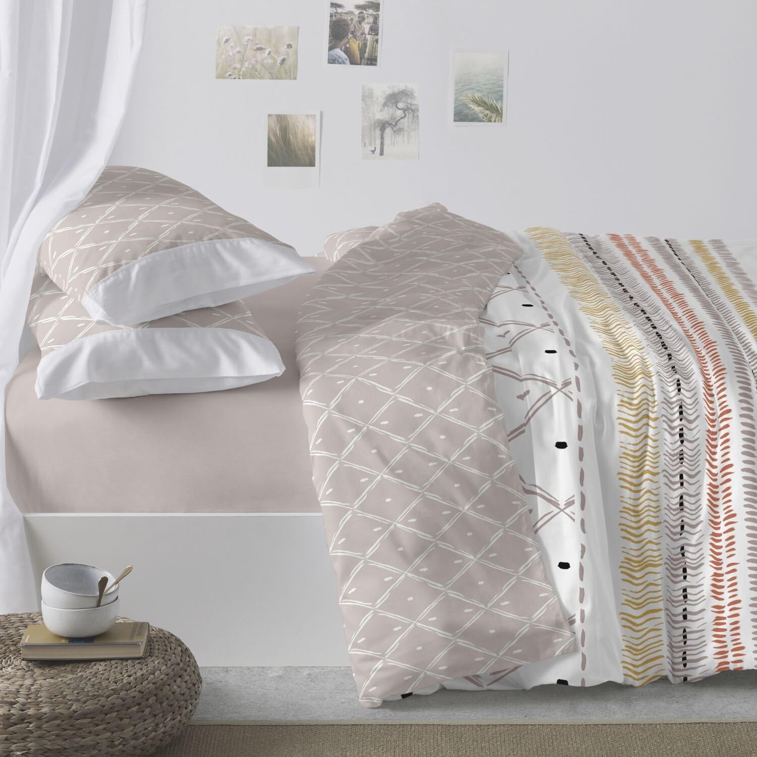 burrito-blanco-funda-n-rdica-estampada-130-tierra-para-cama-de-135-cm-reversible image 2