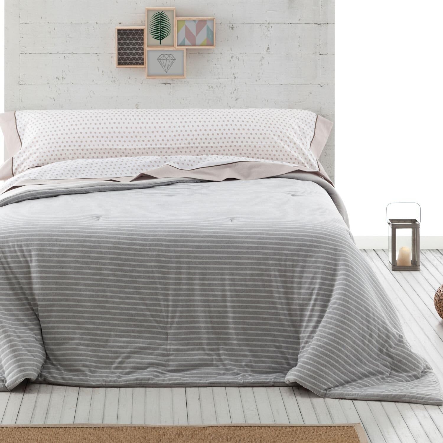 burrito-blanco-252-edred-n-de-punto-jersey-juvenil-235x250-cm-gris-rayas-azules- image 2