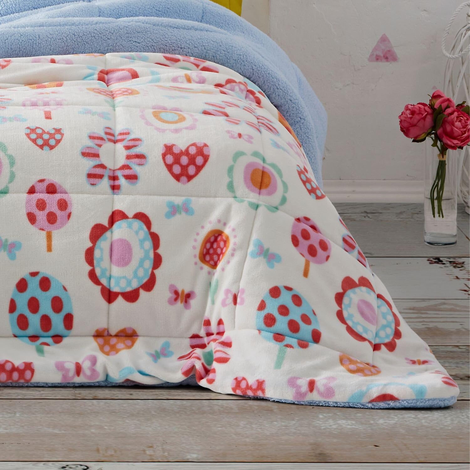 burrito-blanco-edred-n-invierno-reversible-borreguito-cama-90-rosa-relleno-210-g image 3