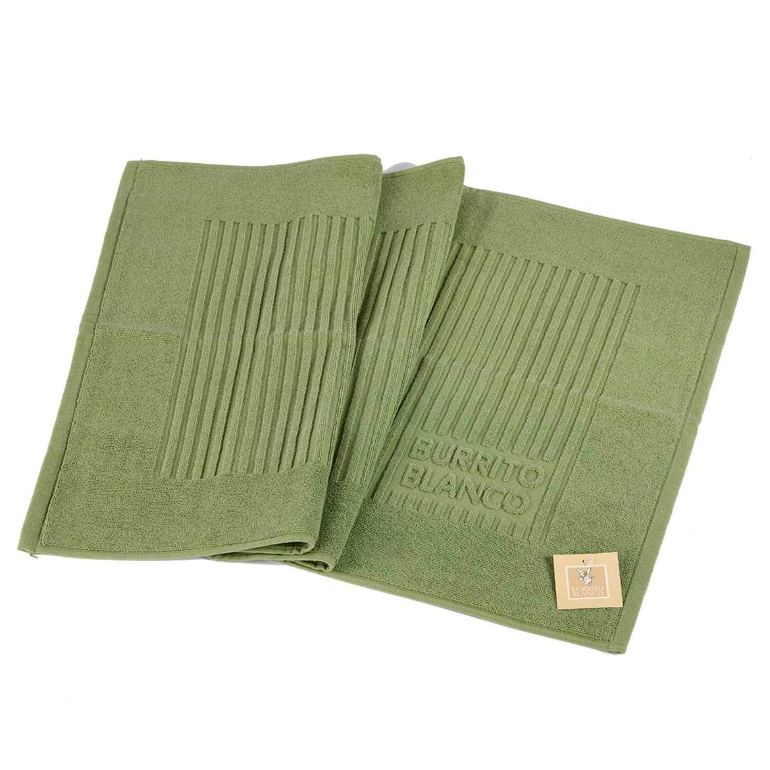 burrito-blanco-alfombra-de-ba-o-verde-oscuro-50-50x80-cm-rizo-100-algod-n-750-gr image 1