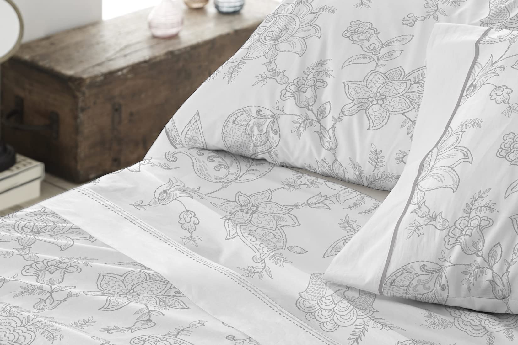 burrito-blanco-juego-de-s-banas-032-gris-cama-de-90-cm-estampado-floral-efecto-b image 2