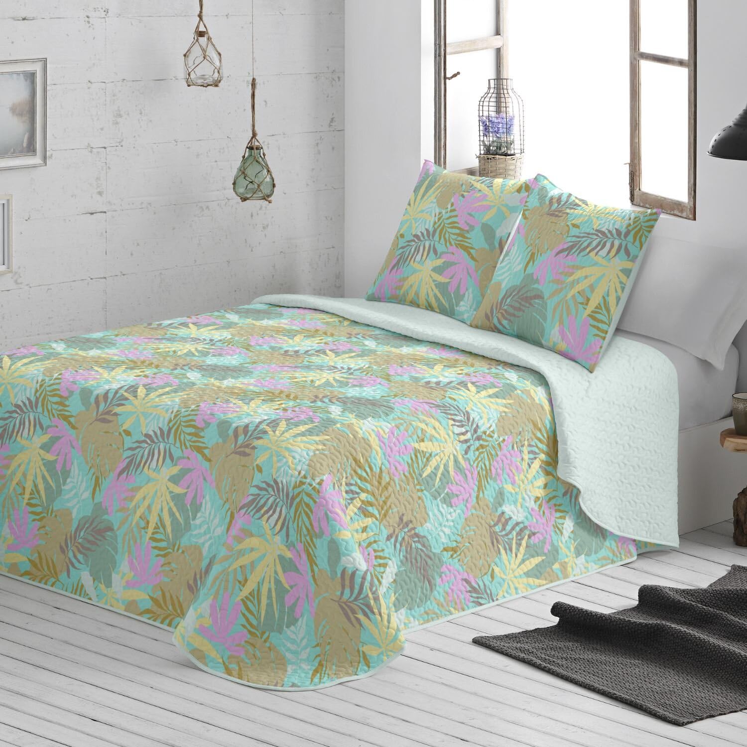 burrito-blanco-colcha-bout-127-turquesa-para-cama-de-90-cm-acolchado-ligero-con- image 1