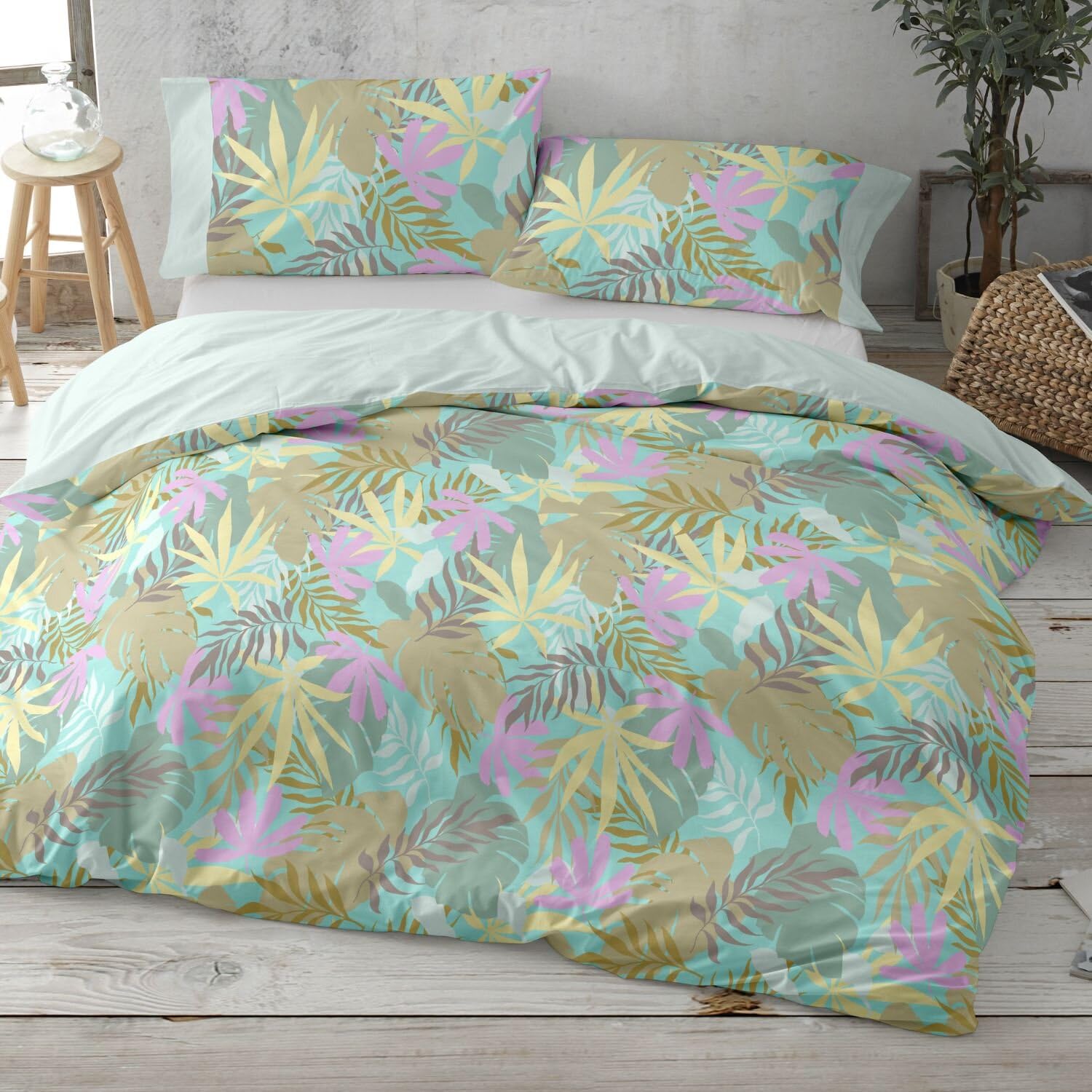 burrito-blanco-tropical-funda-n-rdica-juvenil-turquesa-para-cama-de-135-cm-con-f image 1