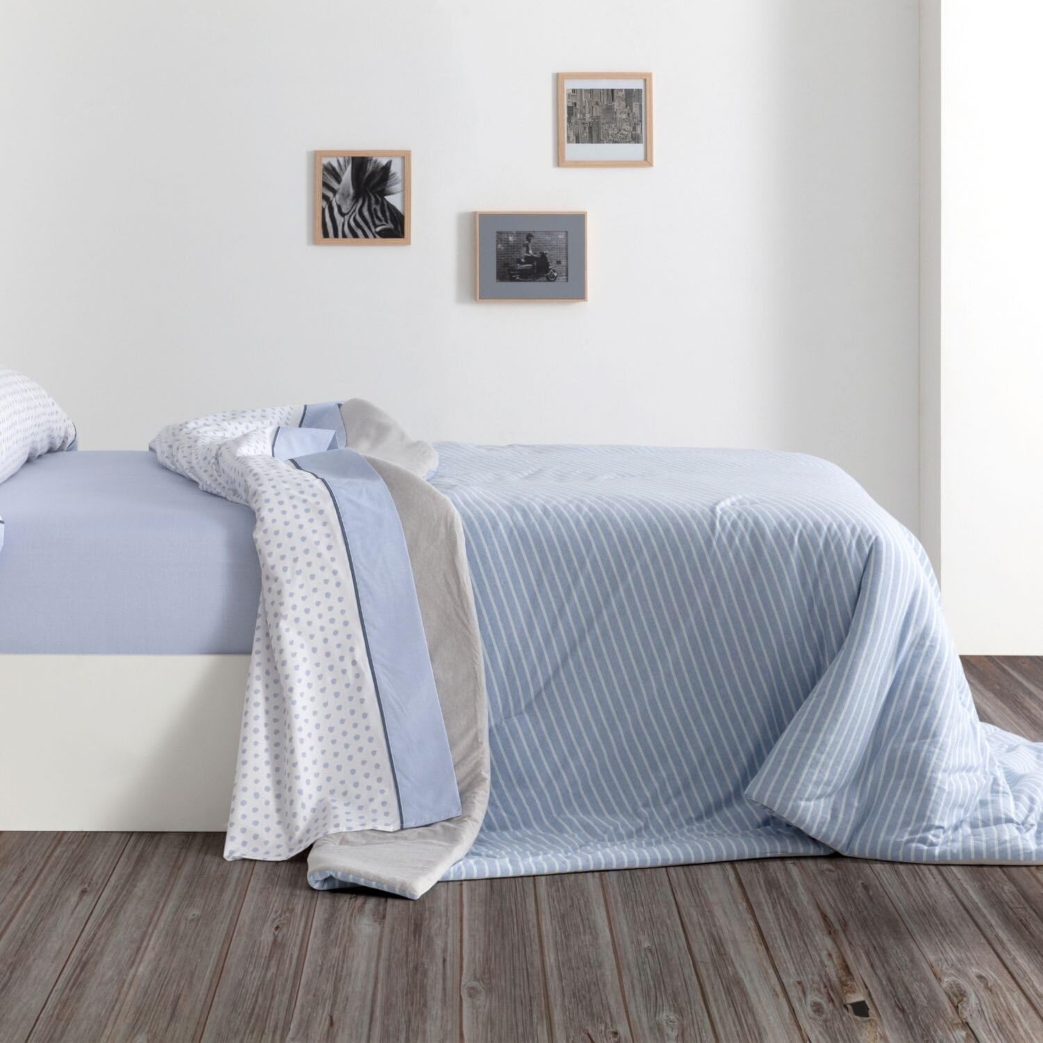 burrito-blanco-252-edred-n-de-punto-jersey-juvenil-180x250-cm-rayas-azules-y-bla image 2