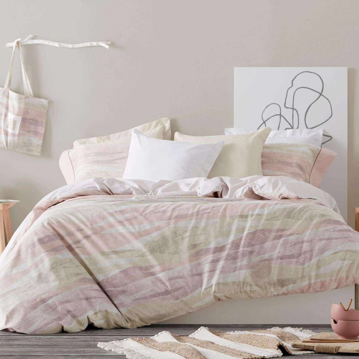 burrito-blanco-juego-de-funda-n-rdica-028-teja-estampada-para-cama-de-135-cm-3-p image 1
