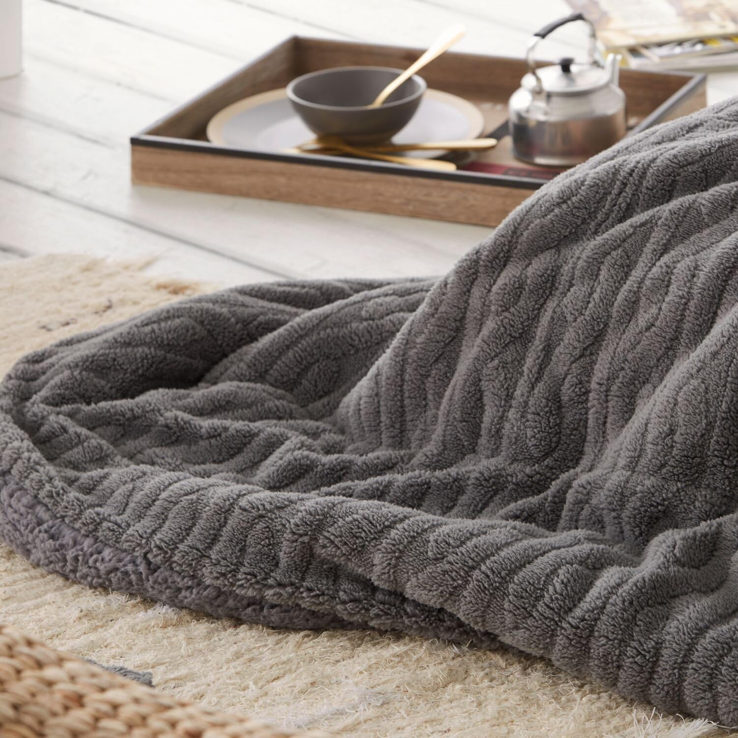 burrito-blanco-edred-n-comforter-con-borreguillo-436-gris-para-cama-de-150-cm-re image 4