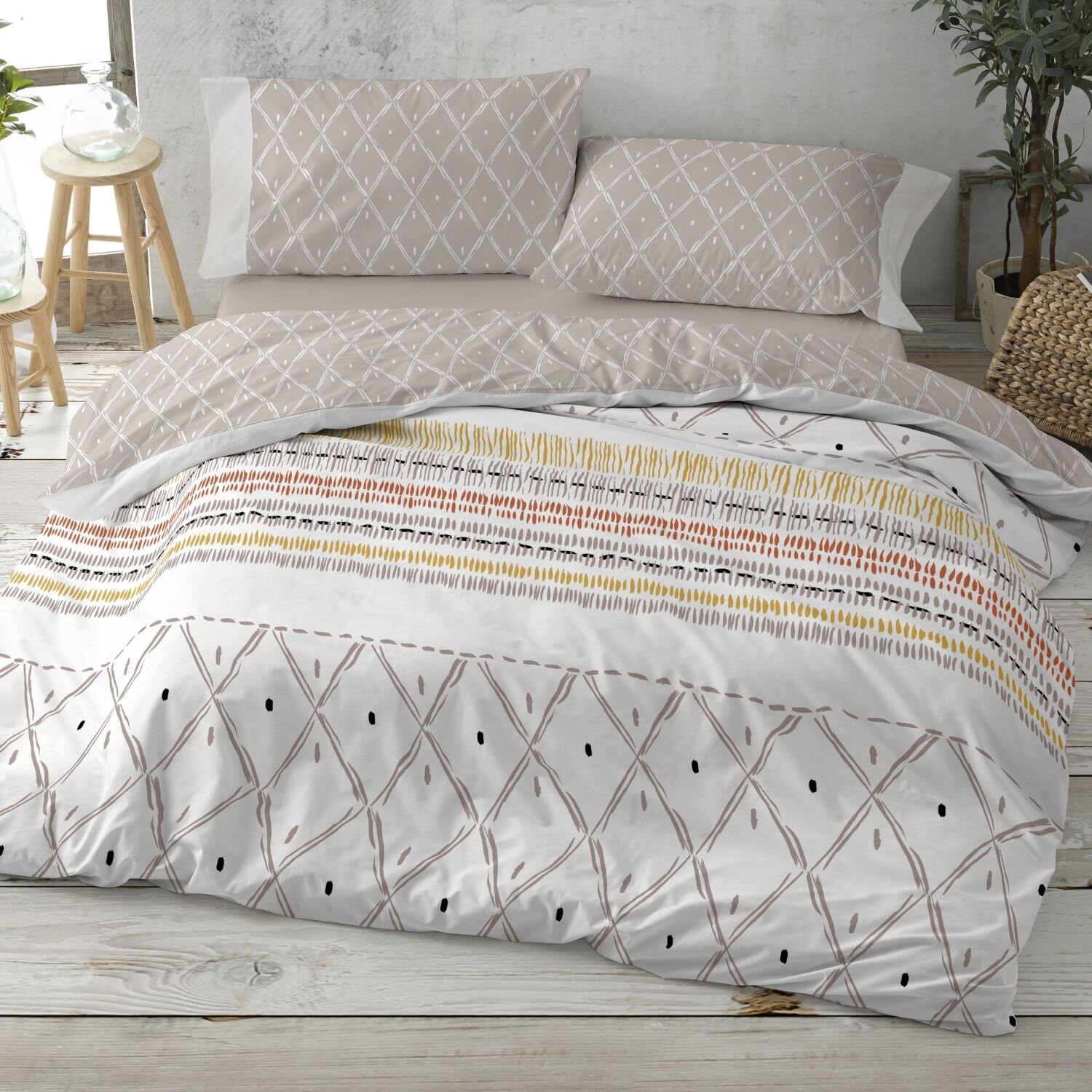 burrito-blanco-funda-n-rdica-estampada-130-tierra-para-cama-de-135-cm-reversible image 1