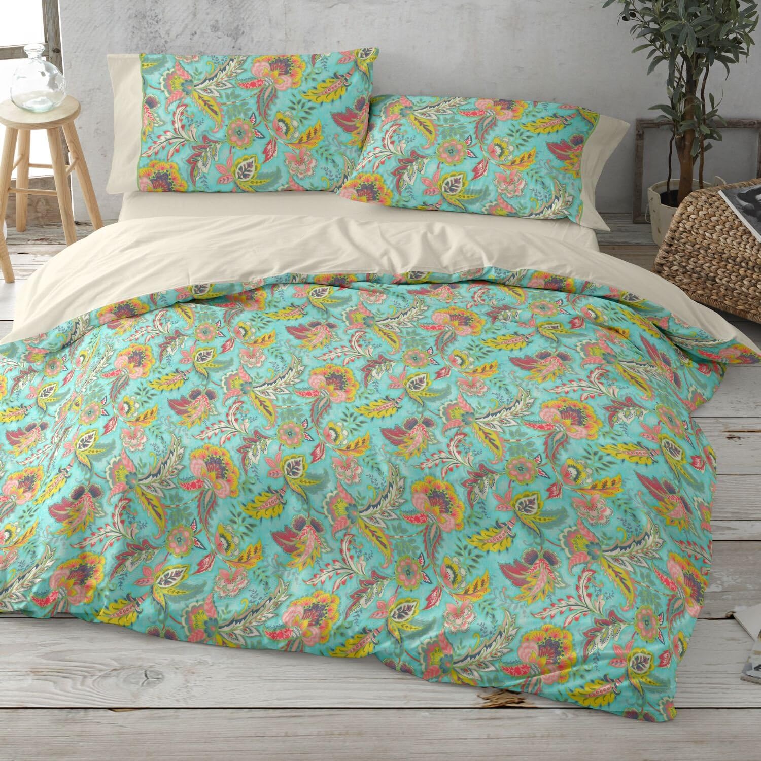 burrito-blanco-juveniles-114-turquesa-juego-de-funda-n-rdica-estampada-para-cama image 2