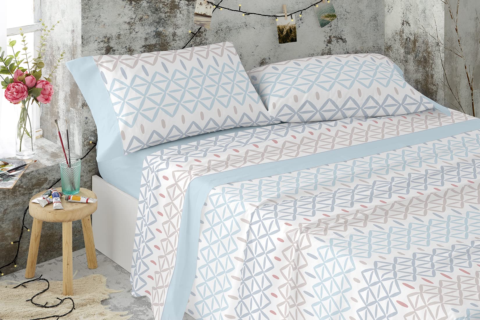 burrito-blanco-615-juego-de-s-banas-100-algod-n-estampado-tnico-azul-para-cama-d image 1