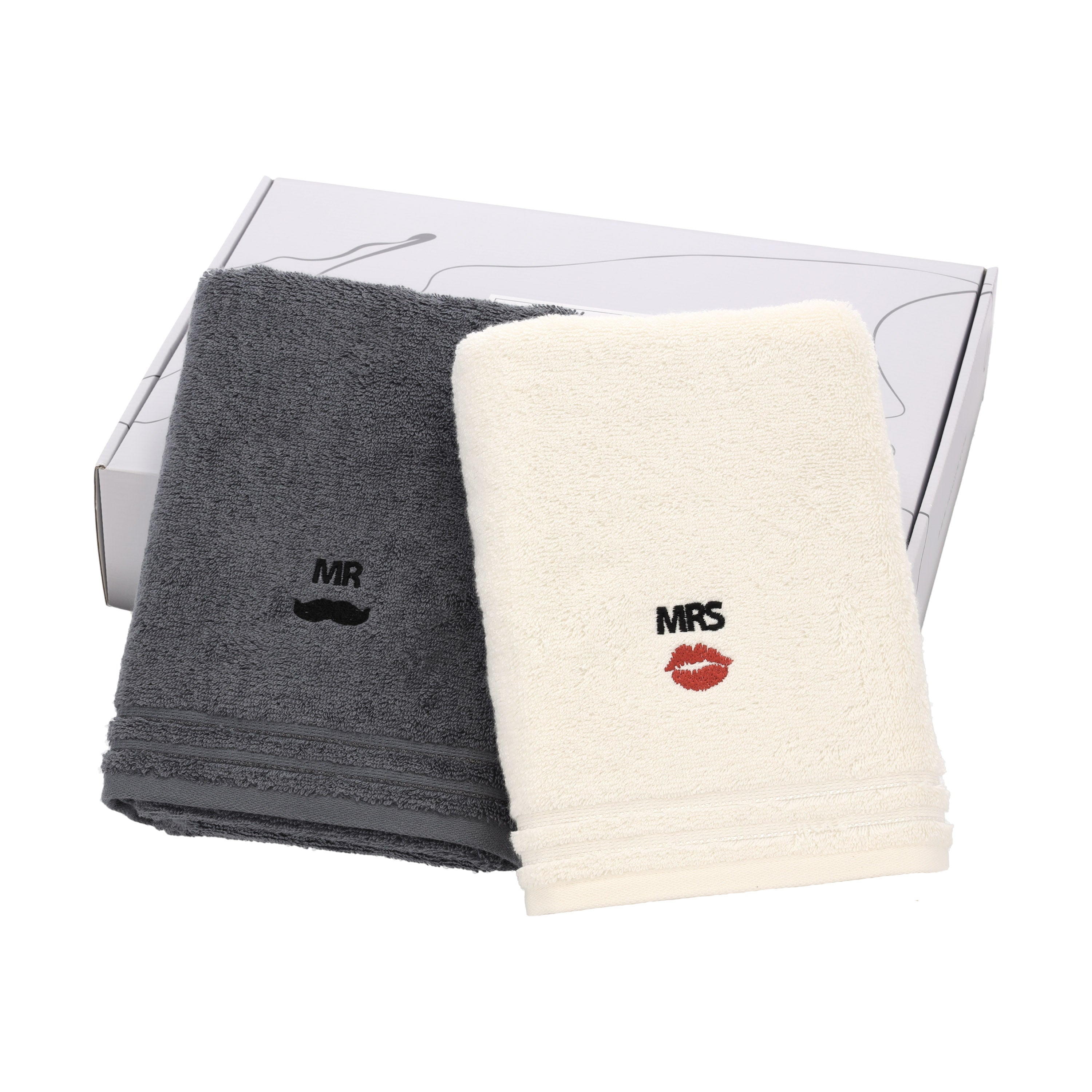 vossen-mr-mrs-set-de-regalo-toallas-bordadas-para-pareja-detalle-boda-o-aniversa image 1
