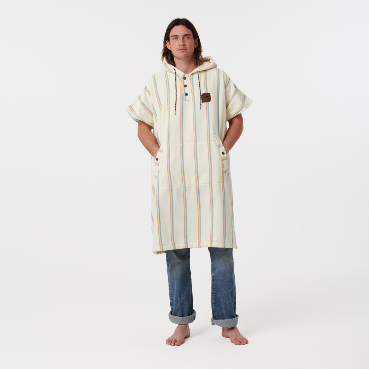 slowtide-baja-stripe-poncho-toalla-fouta-con-capucha-cream-tejido-fouta-transpir image 1