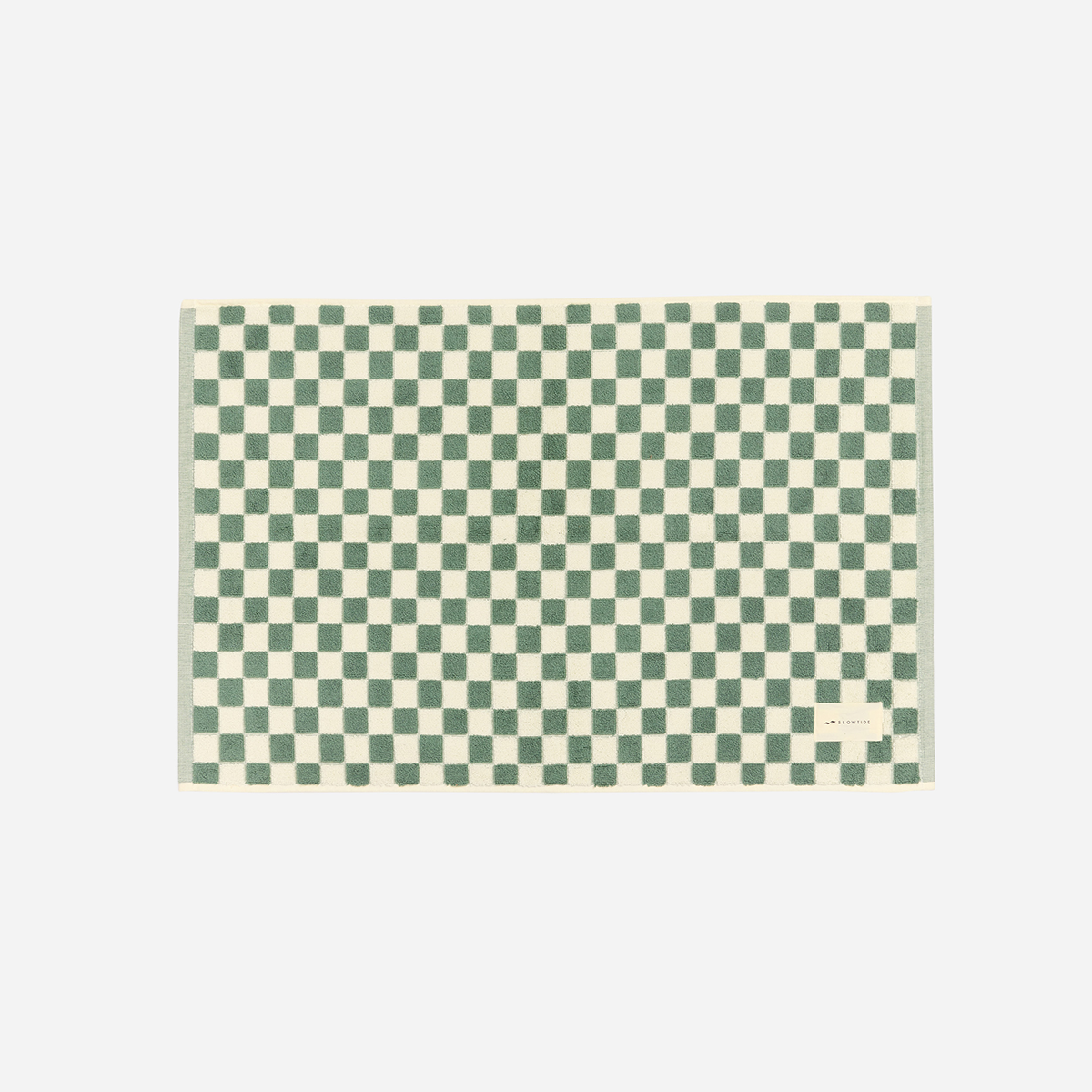 slowtide-mate-bath-mat-alfombrilla-de-ba-o-sage-1000-gsm-algod-n-patr-n-damero-a image 1