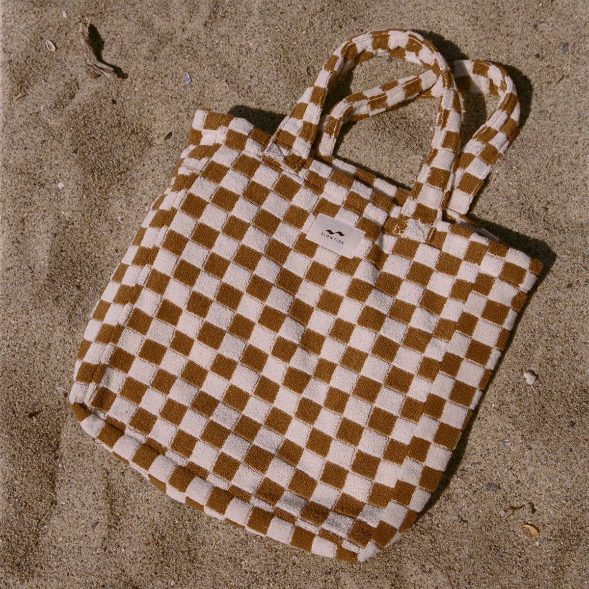 slowtide-mate-terry-tote-brush-bolso-de-rizo-plush-con-estampado-cuadros-vintage image 4